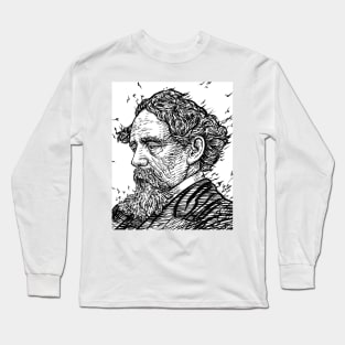 CHARLES DICKENS - ink portrait .2 Long Sleeve T-Shirt